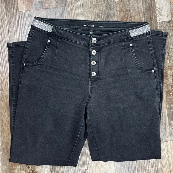 INC Denim Black Button-Up Women's Jeans Size 10 - Picture 11 of 11